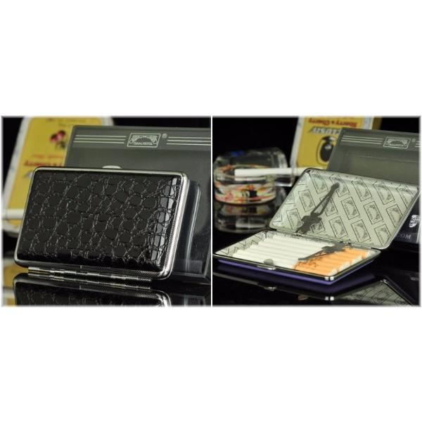ワニ 革 クロコダイル 風 シガレット タバコ ケース 14 本 収納 煙草 