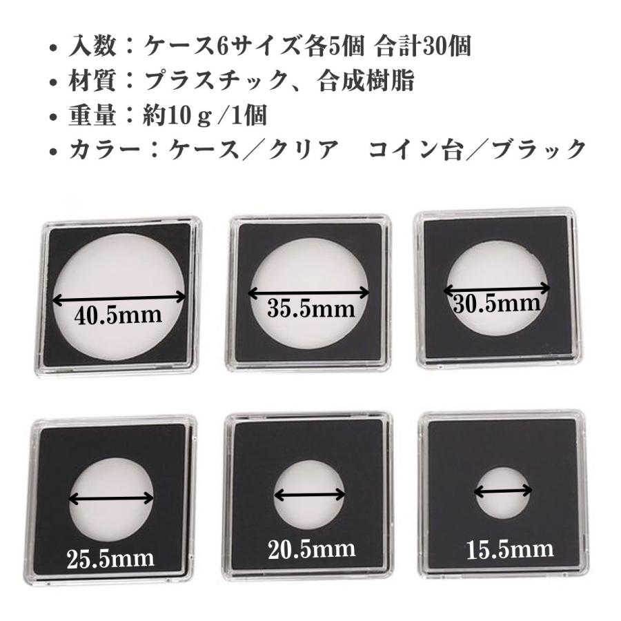 記念 硬貨 コイン ディスプレイ ケース 6サイズ 計30個 正方形 