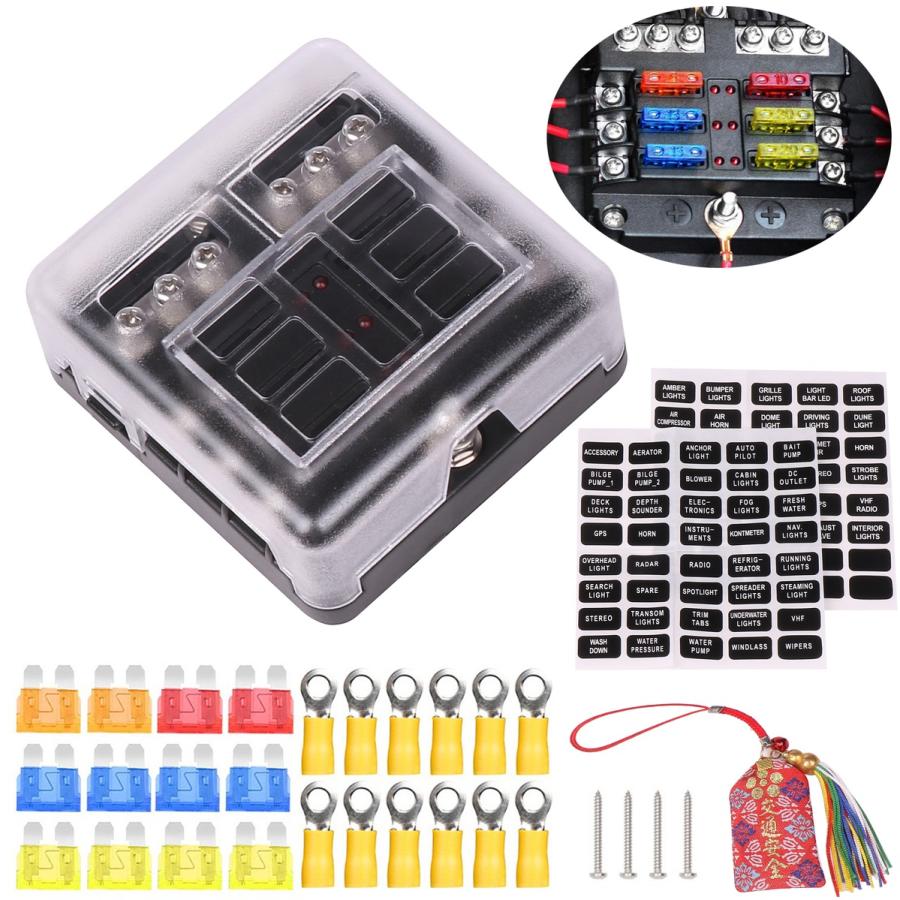 汎用 12v 32v 8 7 8 7 3 6cm スクエア型 6分岐 配線 ヒューズボックス ホルダー O型端子 お守付 増設 配線 Ledライト 車 送料無料 Skr E57 Skrbo E57 輸入雑貨のお店 マインドワン 通販 Yahoo ショッピング