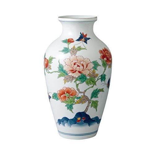 山下工芸 花器 染錦牡丹蝶絵 φ16.5×H29.5cm 有田焼 9寸中細 花瓶 木箱入 45027740