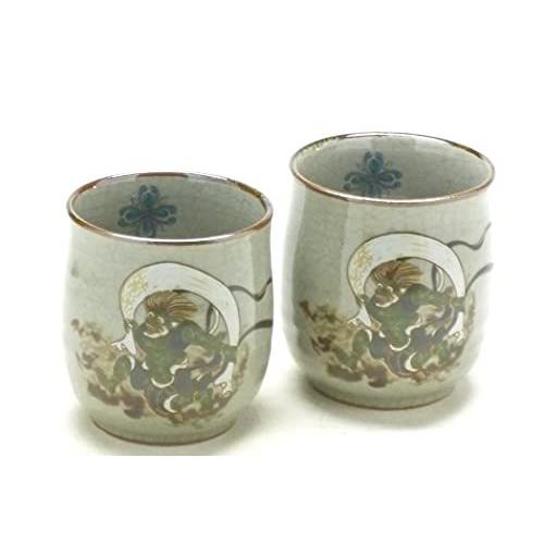 百華園 九谷焼 夫婦湯呑 風神雷神 中裏絵(10538円)