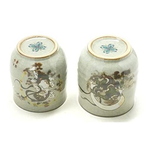 本日価格！！ 百華園 九谷焼 夫婦湯呑 風神雷神 中裏絵 【1915008293】(10538円)
