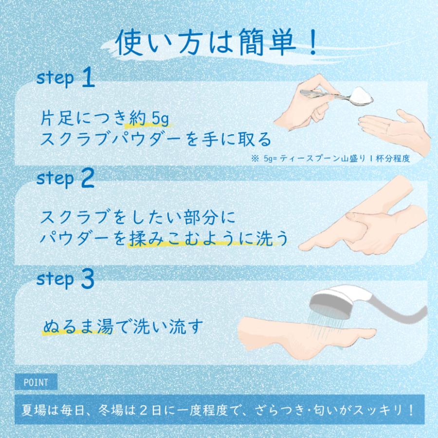 フット スクラブ パウダー 天然系成分100% 足元 足 匂い におい 臭い 無香料 無着色 防腐剤不使用 天然スクラブ マッサージソルト エチケット |  | 03