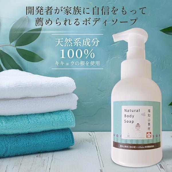 福知山キキョウ ボディソープ 300ml 敏感肌 除菌 弱アルカリ 天然 日本製 泡 石けん さっぱり 無添加 敏感肌 ノンアルコール ばい菌 桔梗 自然派 | 