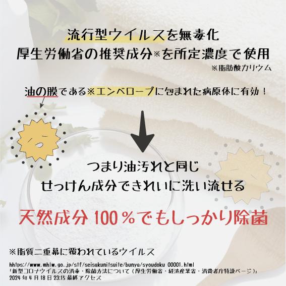 除菌！ 布 マスク 専用洗浄剤 280ml 詰替用 天然系で除菌ができる洗浄剤 国産 赤ちゃん用マスクにも最適 使い方の説明書つき せっけん成分のみ |  | 04