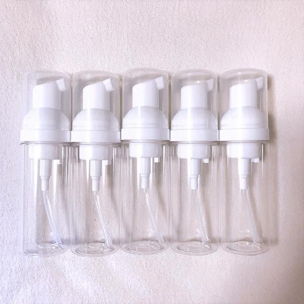 ミニ空ボトル 50ml用 5本 セット 泡ハンドソープ 用 持ち運び用ボトル 泡で出すタイプ ポンプフォーマー 泡ボトル 女性 ポーチ サイズ ミニサイズ | 