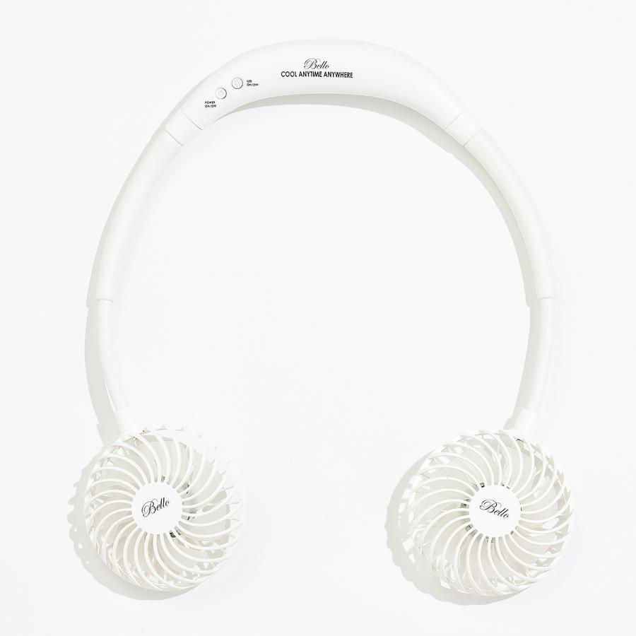 Bello・ベッロ　FOLDING FAN -White-  /  首掛け ポータブル扇風機 ハンズフリー ネックファン サーキュレーター USB充電式 | 