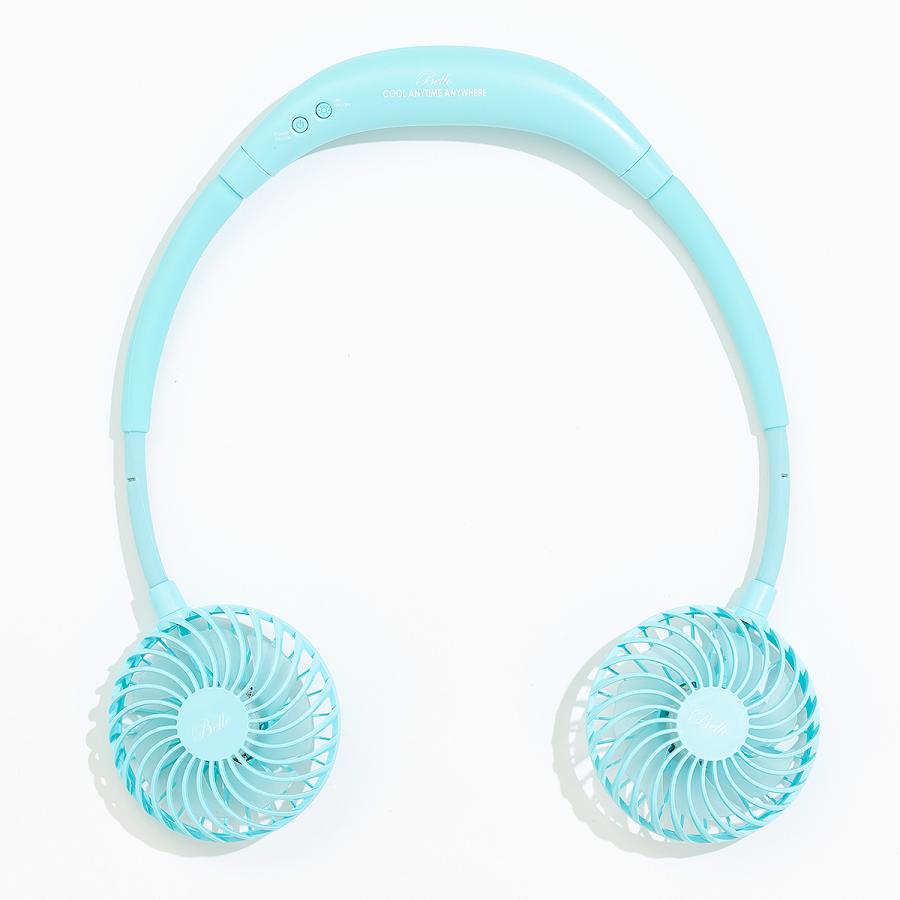 Bello・ベッロ　FOLDING FAN -Turquoise-  /  首掛け ポータブル扇風機 ハンズフリー ネックファン サーキュレーター USB充電式 | 