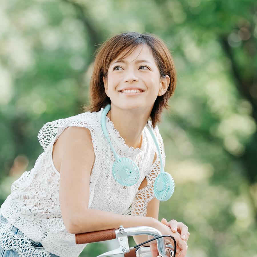 Bello・ベッロ　FOLDING FAN -Turquoise-  /  首掛け ポータブル扇風機 ハンズフリー ネックファン サーキュレーター USB充電式 |  | 03