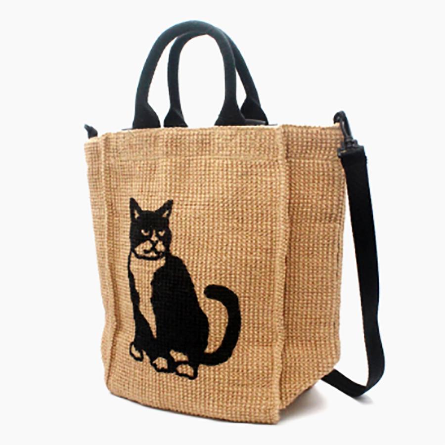 FABRICO・ファブリコ ジュートバッグ stitch【CAT】/  ハチワレ 猫柄 猫プリント ネコ ショルダー トート ハンド | FABRICO | 02
