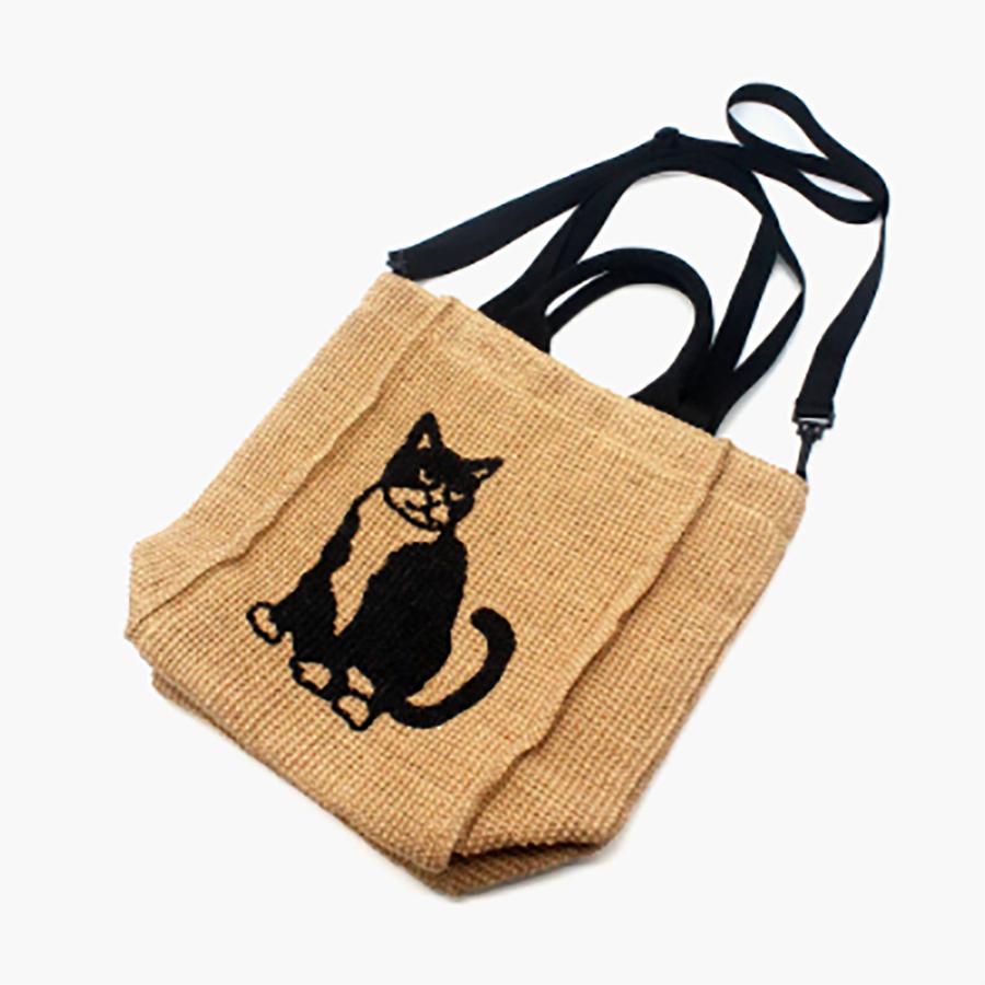 FABRICO・ファブリコ ジュートバッグ stitch【CAT】/  ハチワレ 猫柄 猫プリント ネコ ショルダー トート ハンド | FABRICO | 03