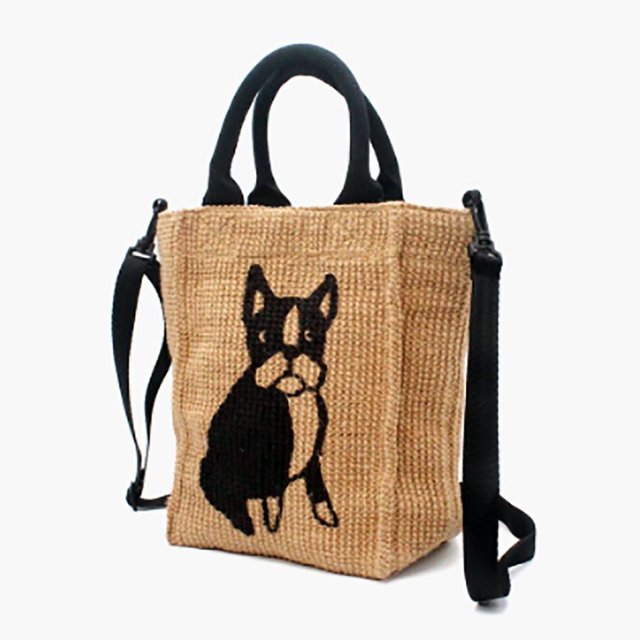 FABRICO・ファブリコ ジュートバッグ stitch mini【DOG】/  ボストンテリア 犬柄 犬プリント ドッグ ショルダー トート ハンド | FABRICO | 02