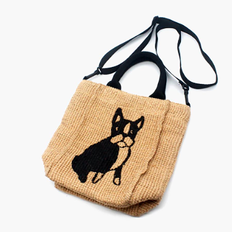 FABRICO・ファブリコ ジュートバッグ stitch mini【DOG】/  ボストンテリア 犬柄 犬プリント ドッグ ショルダー トート ハンド | FABRICO | 03