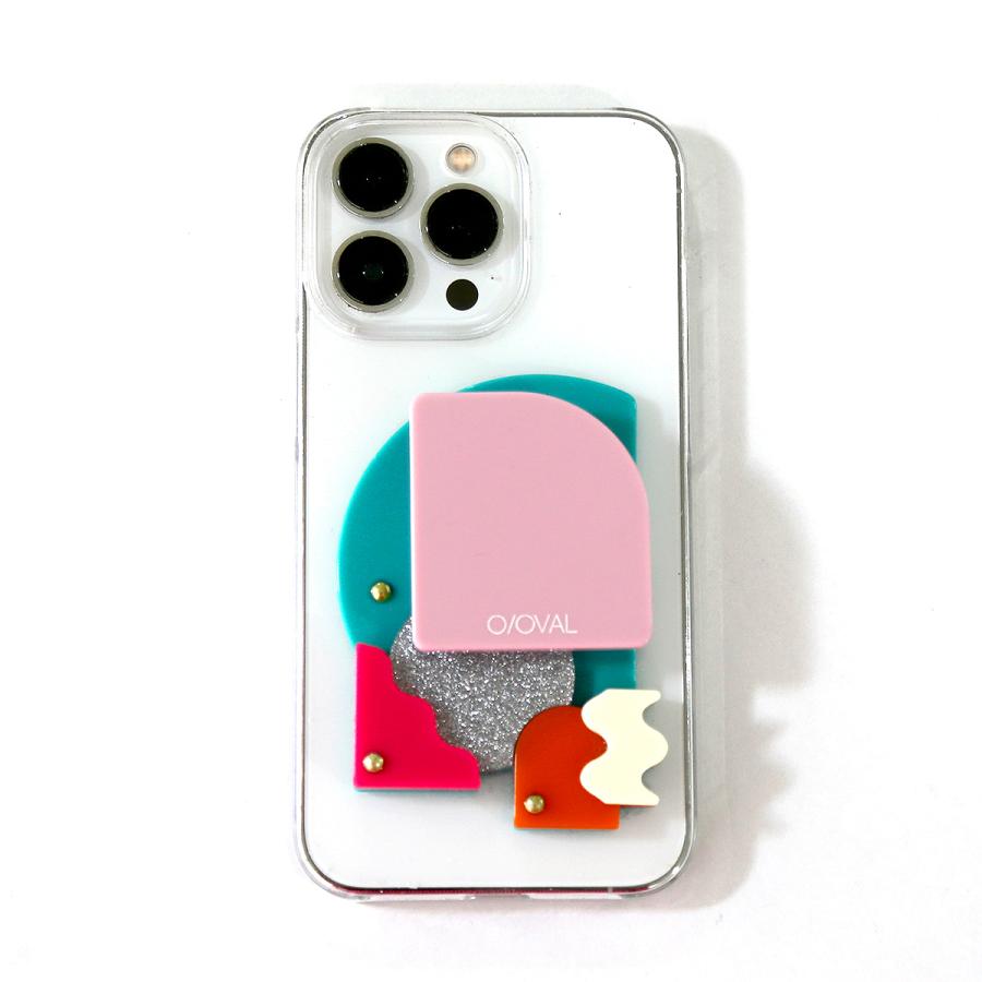 Lumeキューブ???スマートフォンクリップ(中古品) O/OVAL（オーバル） ACRYLIC SMARTPHONE GRIP / スマートフォン スマホ