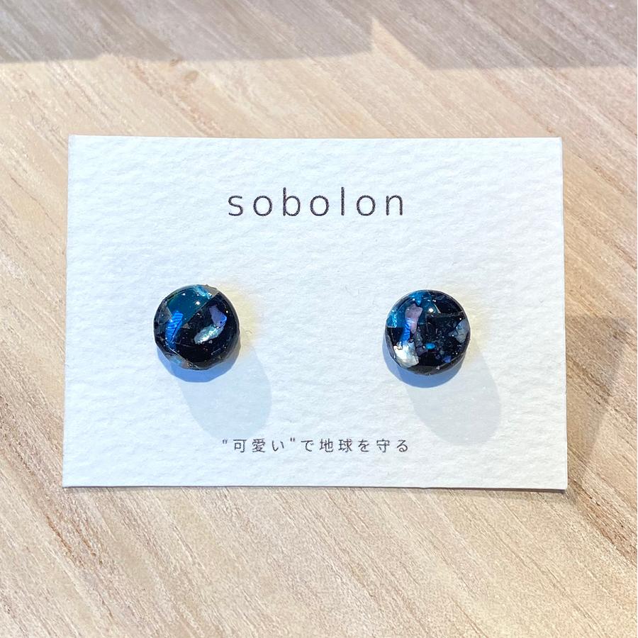 sobolon・そぼろん　circle ピアス 1点物  /  サージカルステンレス 海洋プラスチック エシカルジュエリー Pierced Earrings 長方形 | 