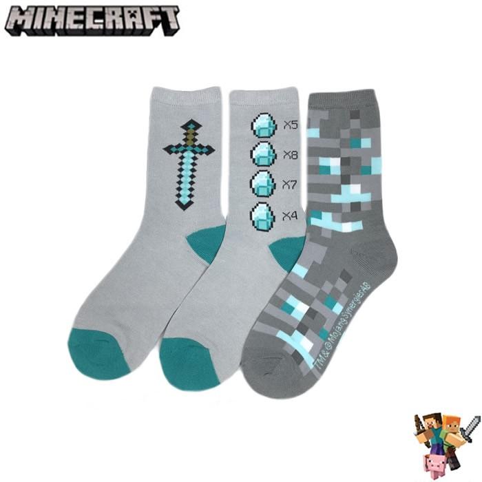 ソックス 靴下 マインクラフト Minecraft  Crews ダイヤの剣 / ツルハシ ダイヤ / ダイヤの装備 ダイヤモンド鉱石 3 Pack /24-26cm 1set｜minecraftworld｜02