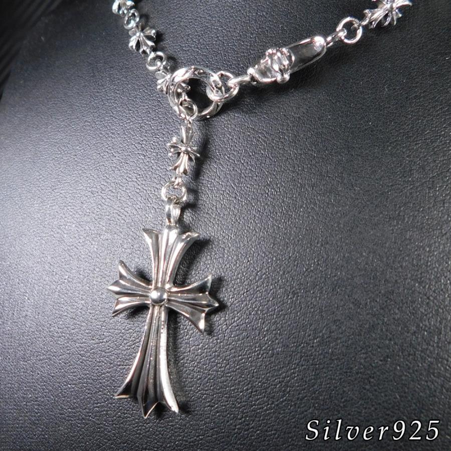 silver925 クロス ペンダント ネックレス 60cm 大、60cm) 高品質ステンレス クロスネックレス 十字架クロス