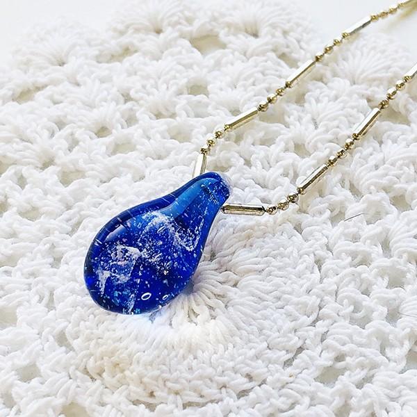 琉球ガラス×浄化の塩ペンダントトップ ネックレス（生命の海・ブルー）送料無料 |  | 01