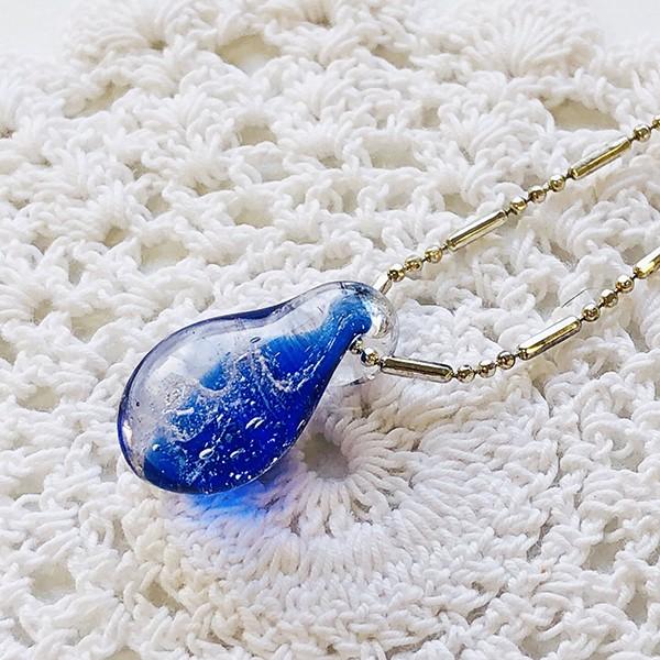 琉球ガラス×浄化の塩ペンダントトップ ネックレス（生命の海・ブルー）送料無料 |  | 02