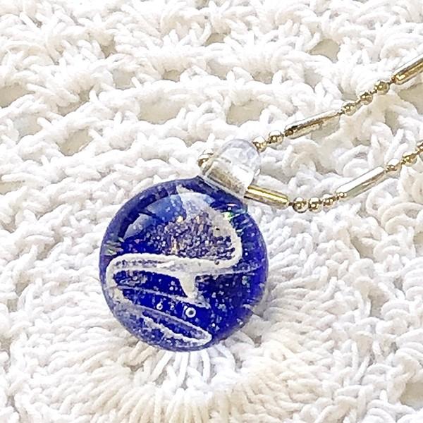 琉球ガラス×浄化の塩ペンダントトップ ネックレス（生命の海・ブルー