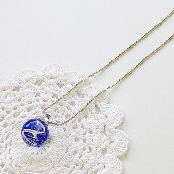 琉球ガラス×浄化の塩ペンダントトップ ネックレス（生命の海・ブルー