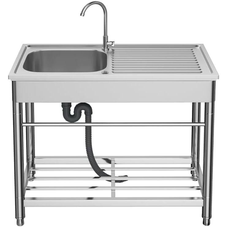 シンク 流し台 ガーデンシンク キッチン ステンレス製 水栓付き 屋外