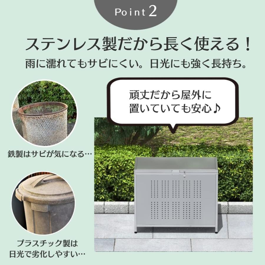 ごみ収集ボックスゴミ箱 ゴミステーション  屋外 カラス除け ゴミ荒らし防止 ごみ大型 庭用 ごみふた付き キッチン 分別 ゴミ箱キャスター 210L 組立式｜minesto-store｜05