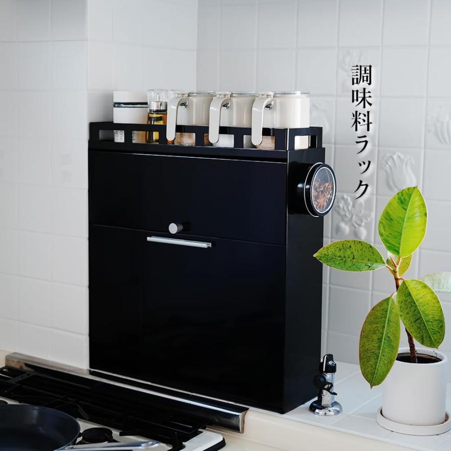 隠せる調味料ラック 前が開く フラップ式 キッチンラック おしゃれ 大