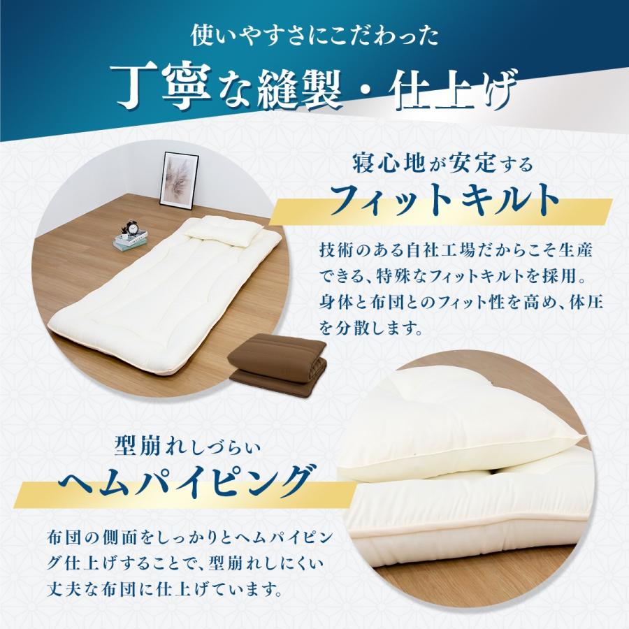 煌 kirameki】日本製 体圧分散 敷き布団 ダブル ロング 敷布団 防ダニ