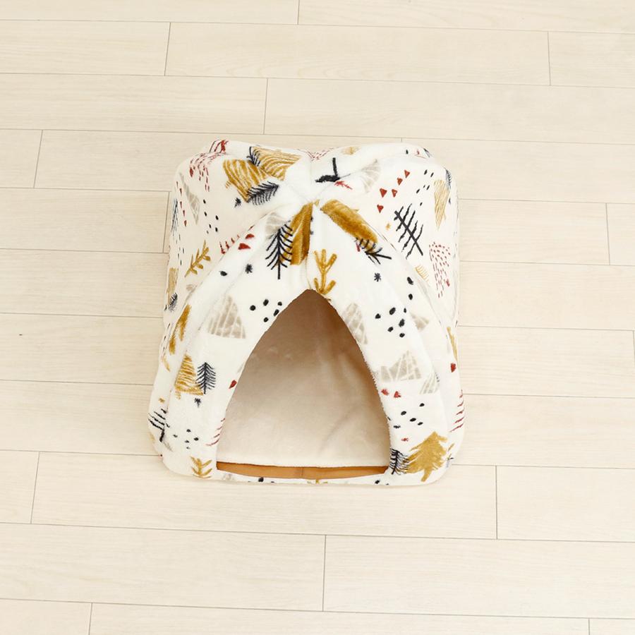 フォレスト柄 三角ハウス ペットベッド Mサイズ 38×42cm 小型犬