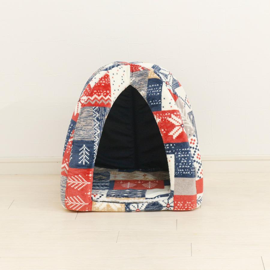 ノルディック柄 三角ハウス ペットベッド Mサイズ 38×42cm 小型犬