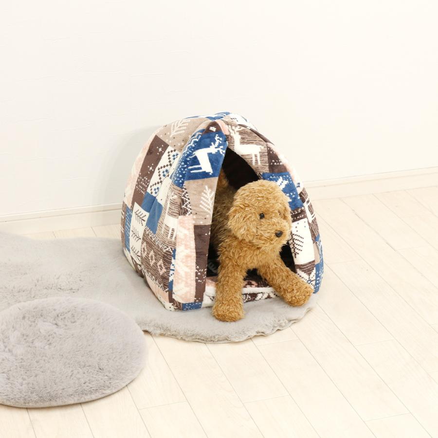 ノルディック柄 三角ハウス ペットベッド Mサイズ 38×42cm 小型