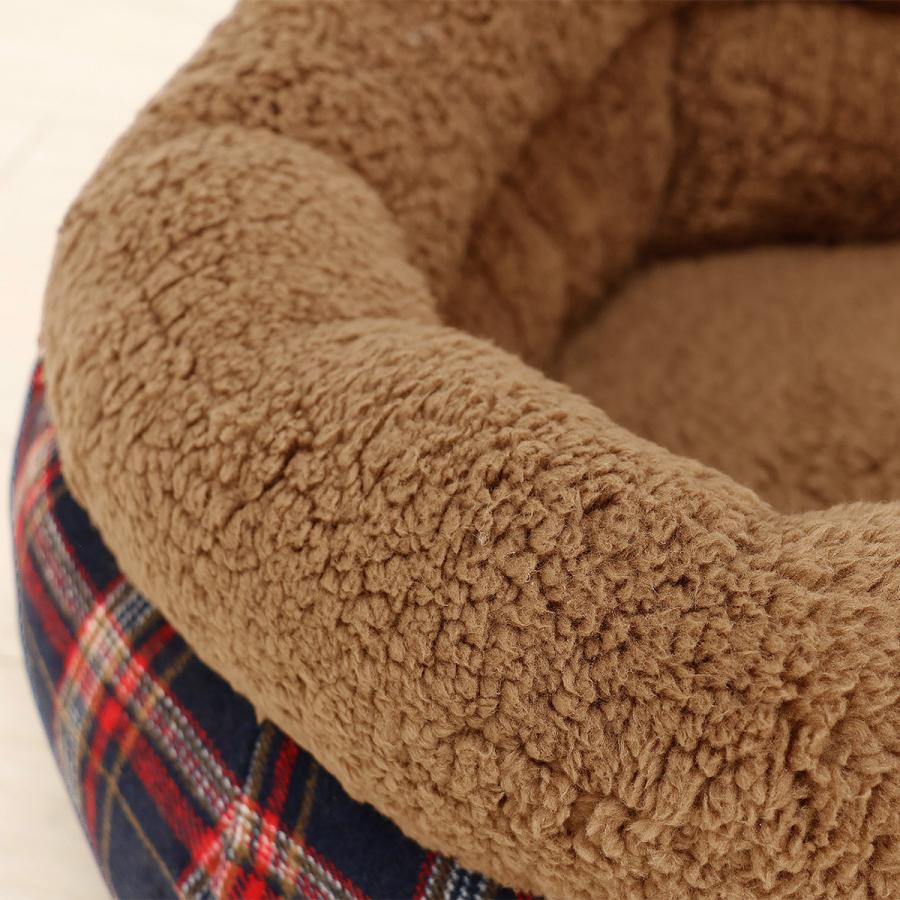 チェック柄 つぼ型 ペットベッド Mサイズ 55×25cm 小型犬 ふわふわ 冬