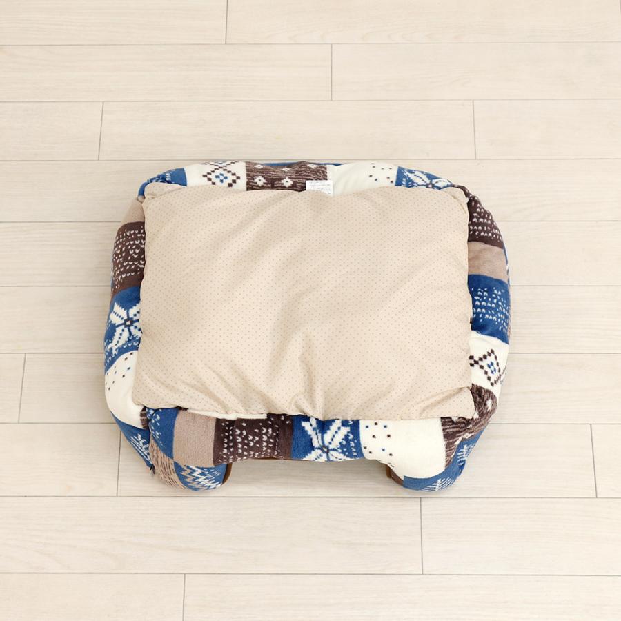 ノルディック柄 ペットベッド Mサイズ 55×45cm 小型犬 ふわふわ 冬