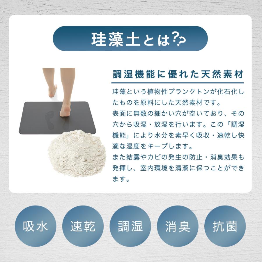 珪藻土バスマット ソフト 吸水 速乾 アスベスト不使用 洗濯不要 お掃除