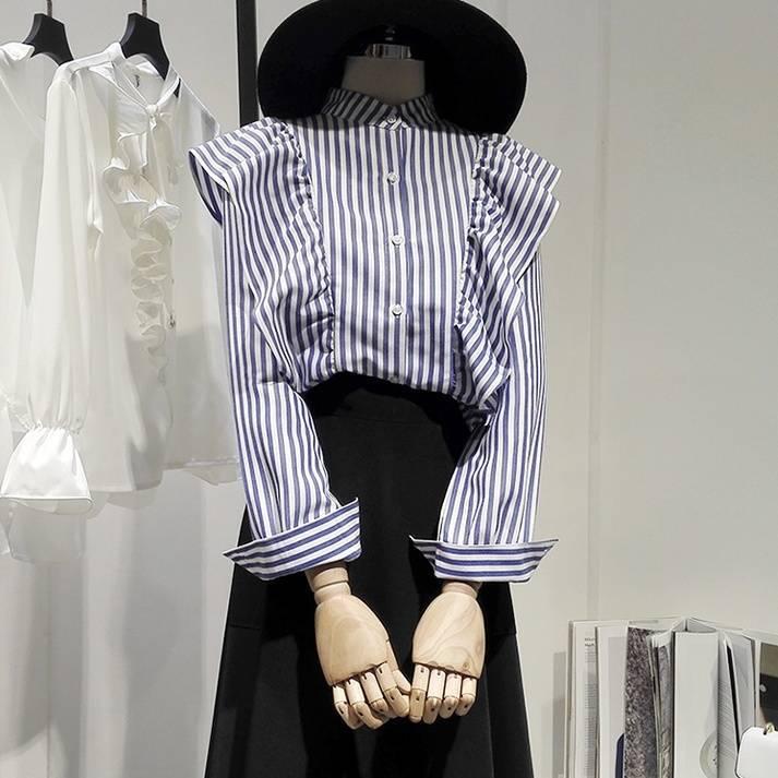 レディース トップス シャツ 襟なし バンドカラー スタンドカラー