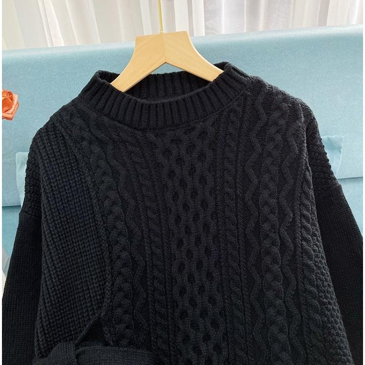 2color ニット セーター ケーブルニット プルオーバー リボン