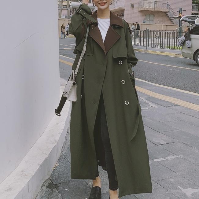 安心発送 コート トレンチコート バッグシャン スリット お洒落ママ くるぶし丈 メンズライク シック 襟付き 襟 ロングコート ロング丈 ベルト 長袖 トレンチコート サイズ L Www Buccella Com