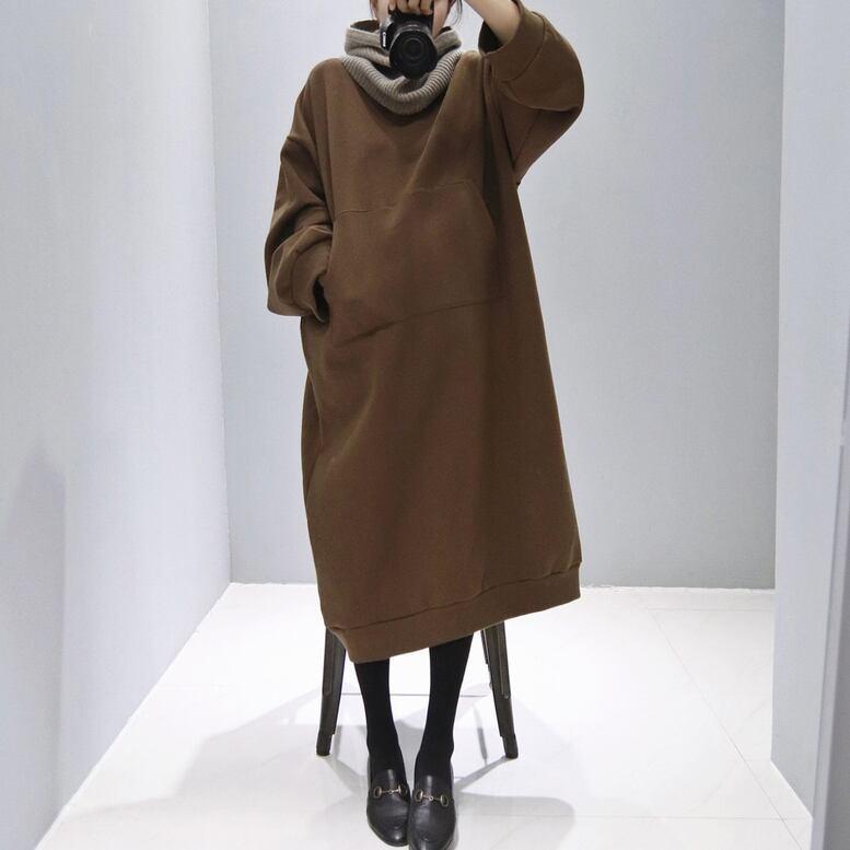 スウェットワンピース トレーナーロングワンピ プルオーバー ラウンドネック ボリュームスリーブ ミモレ丈 ポケット ワイド オーバーサイズ 本物