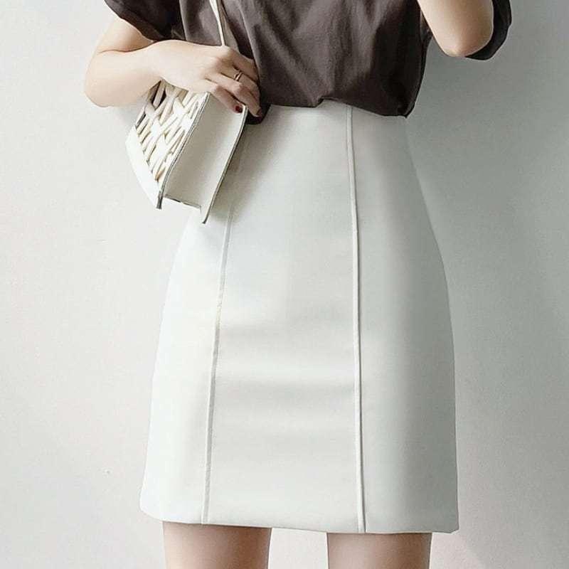 2color レザースカート タイトスカート ミニ丈 ひざ上 ミニスカート