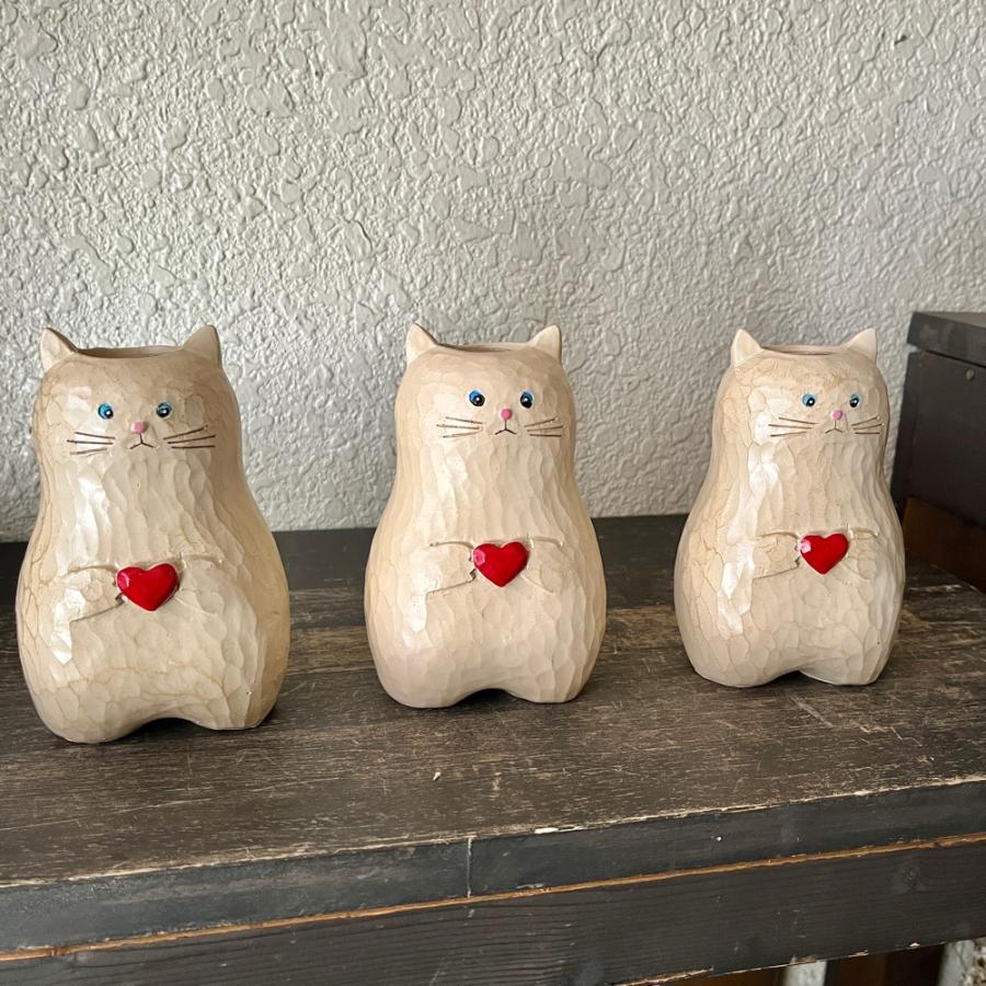 毎日LOVEを伝えてくれるネコさんの一輪挿し 樹脂製 ガラスシリンダー付き 生花OK |  | 01