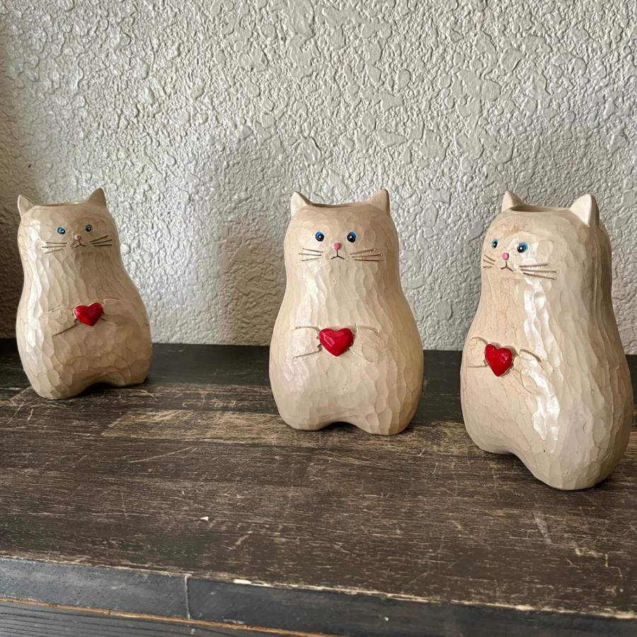 毎日LOVEを伝えてくれるネコさんの一輪挿し 樹脂製 ガラスシリンダー付き 生花OK |  | 04