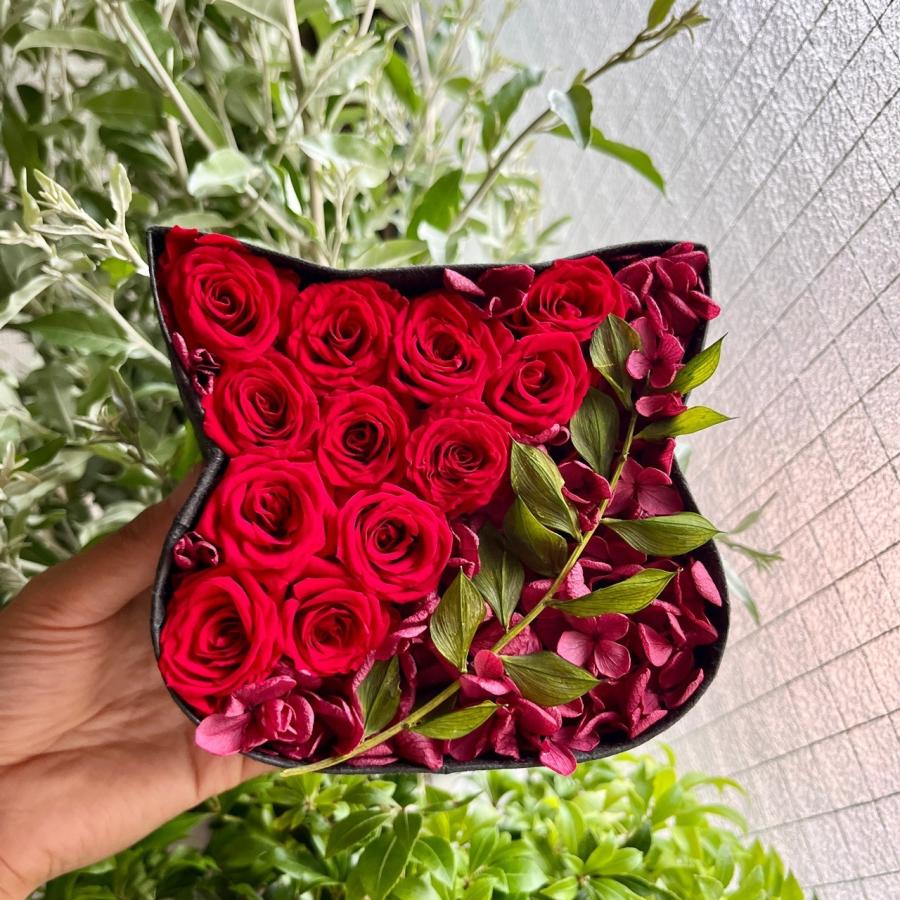 ねこばこ Ruby ルビー プリザーブドフラワー オリジナル 猫型 フラワーボックス 個性派 大人かわいい オシャレ 猫ギフト |  | 05