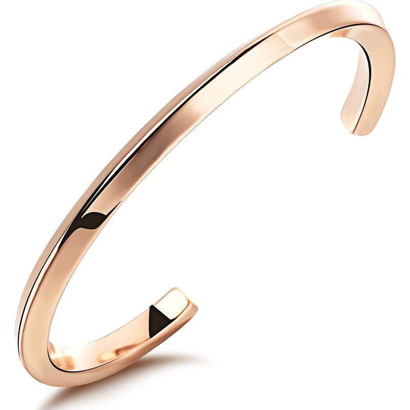 新品同様 レディースアクセサリー Rockyu ブランド 人気 バングル レディース ピンクゴールド 18k ステンレスブレスレット ペア メンズ チタン製 シンプル フリー Www Threeriversofs Com