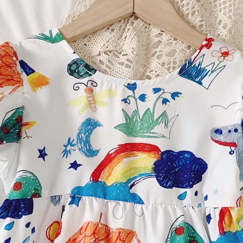 キッズ ワンピース パフスリーブ 夏 女の子 落書き漫画ドレス おしゃれ 子供薄いドレス おしゃれ 可愛い ビーチドレス80 90 100 110 1 130cm W1660 ミニーパンダ 通販 Yahoo ショッピング