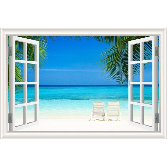 ビニール壁紙pvc装飾ステッカー 青い海の空の夏の自然な写真 大きな装飾ステッカー 窓のビュー Awor9ih42i ウォールデコレーション Tdsc Sn