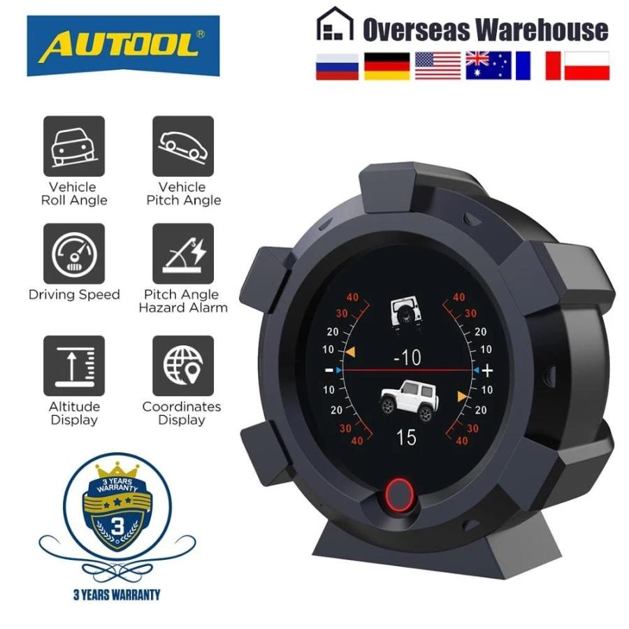 Autool 車の傾斜計 多機能gps速度 傾斜計 傾斜角 分度器 緯度 経度 Pmh Kmh X95