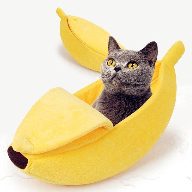最大72%OFFクーポン 猫用バナナベッド,かわいいペット用ベッド 柔らかい猫の抱っこベッド - 滑り止め付きのパッド入り暖かいペットベッド 子猫 小型ペット 犬用の漫画のバナナデザインのペットマット Suibian