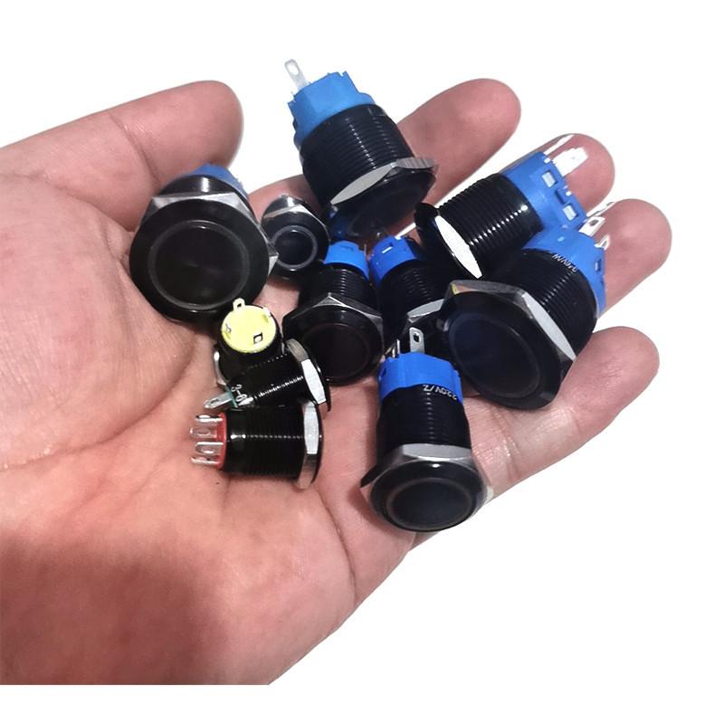黒の押しボタンスイッチ,防水,ledライト,光沢のある金属,電源マーク付き,5v,12v,24v,12/16/19/22mm|mini-tokyo|04