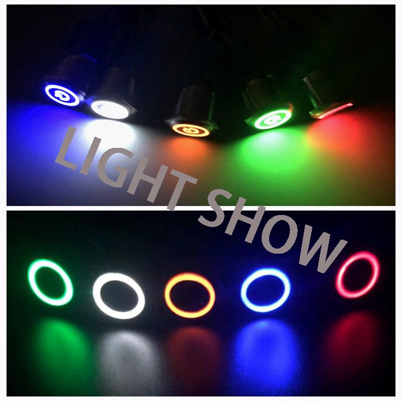 黒の押しボタンスイッチ,防水,ledライト,光沢のある金属,電源マーク付き,5v,12v,24v,12/16/19/22mm|mini-tokyo|05